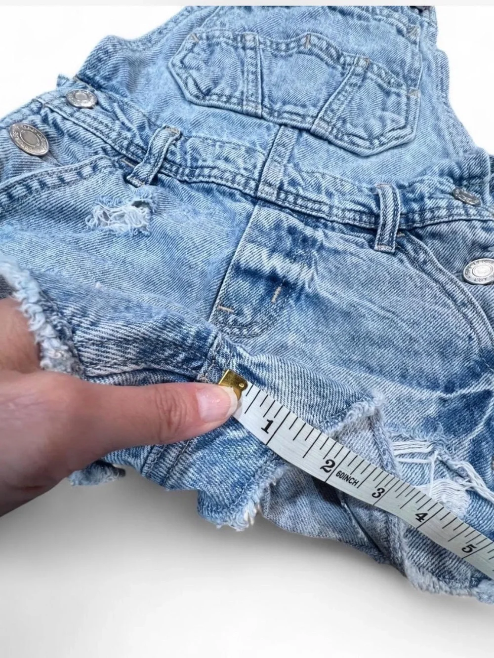 Kids Distressed Light Wash Denim Overalls - Light Blue